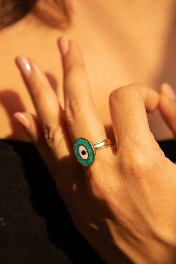 Evil Eye Adjustable Ring .