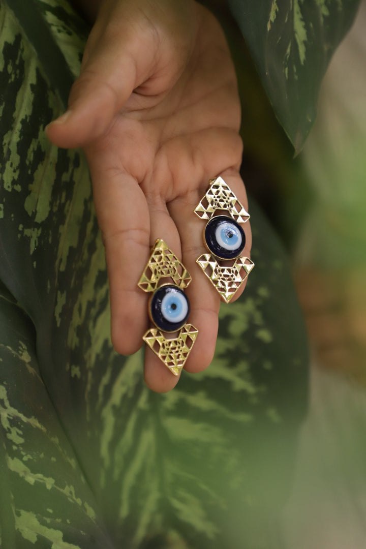 Nazar batu ring +seed of evil eye stud earrings combo of 2 items