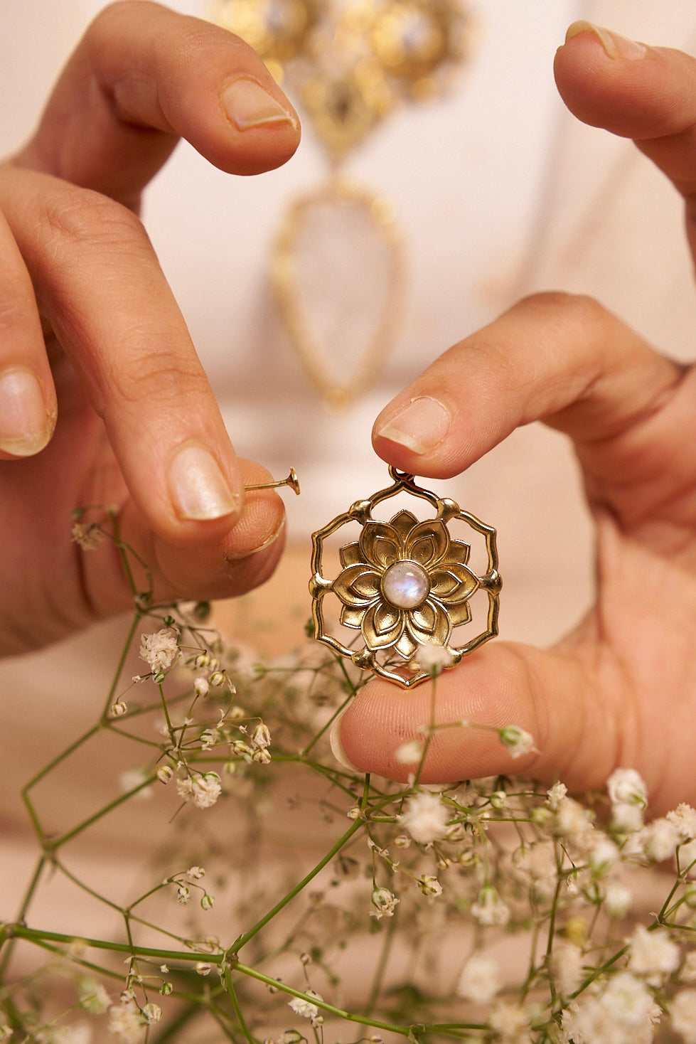 Moonstone Phool studs