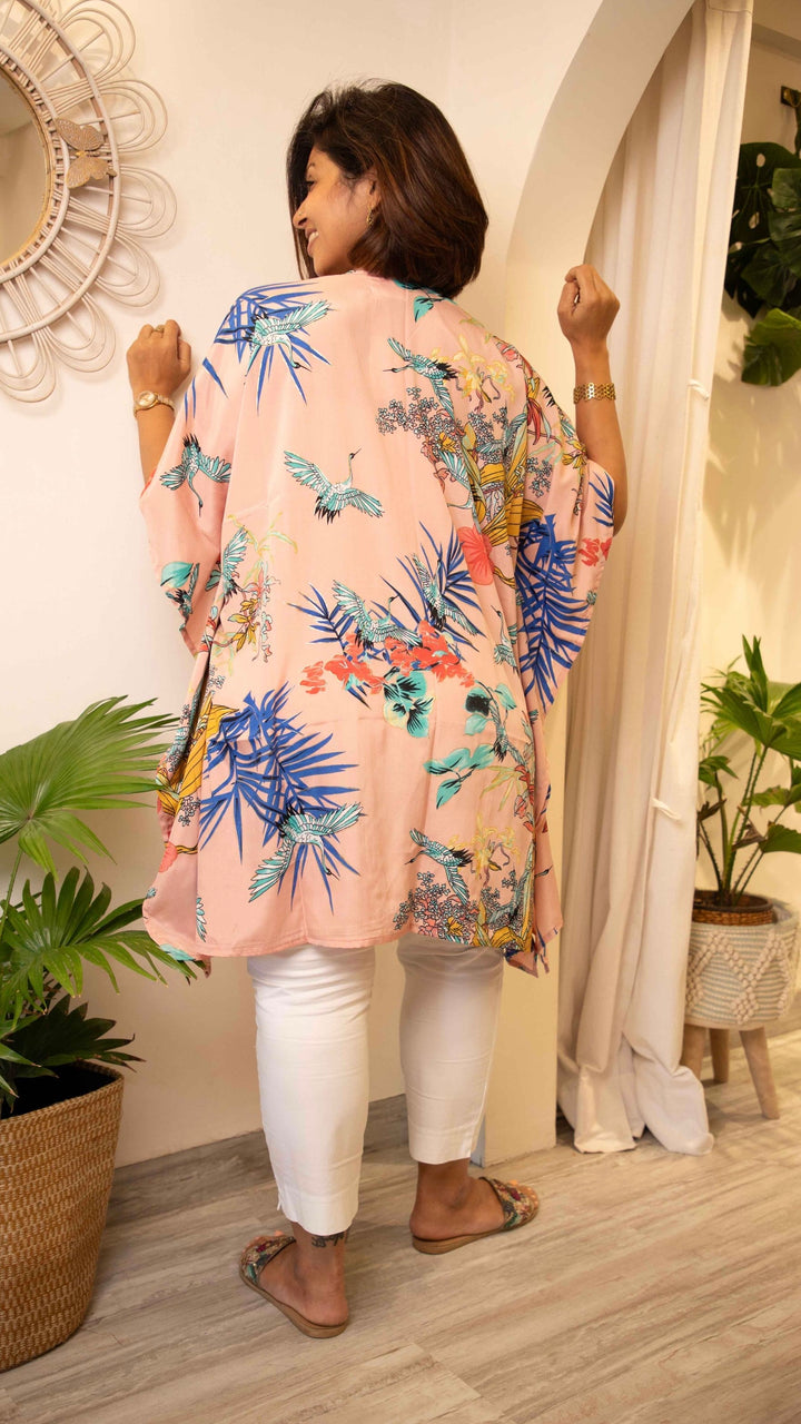 Blush pink short kimono jacket- Free size