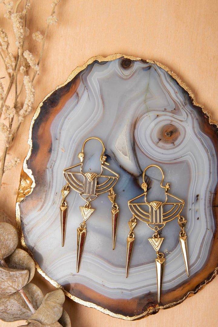 Aztec drop earring.