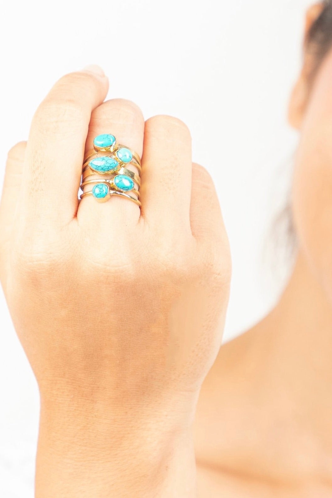 Stackable turquoise rings