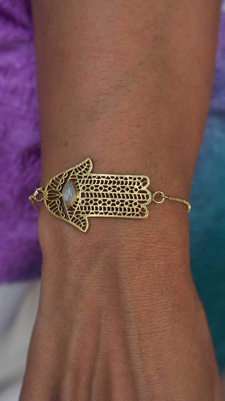 Hamsa moonstone bracelet