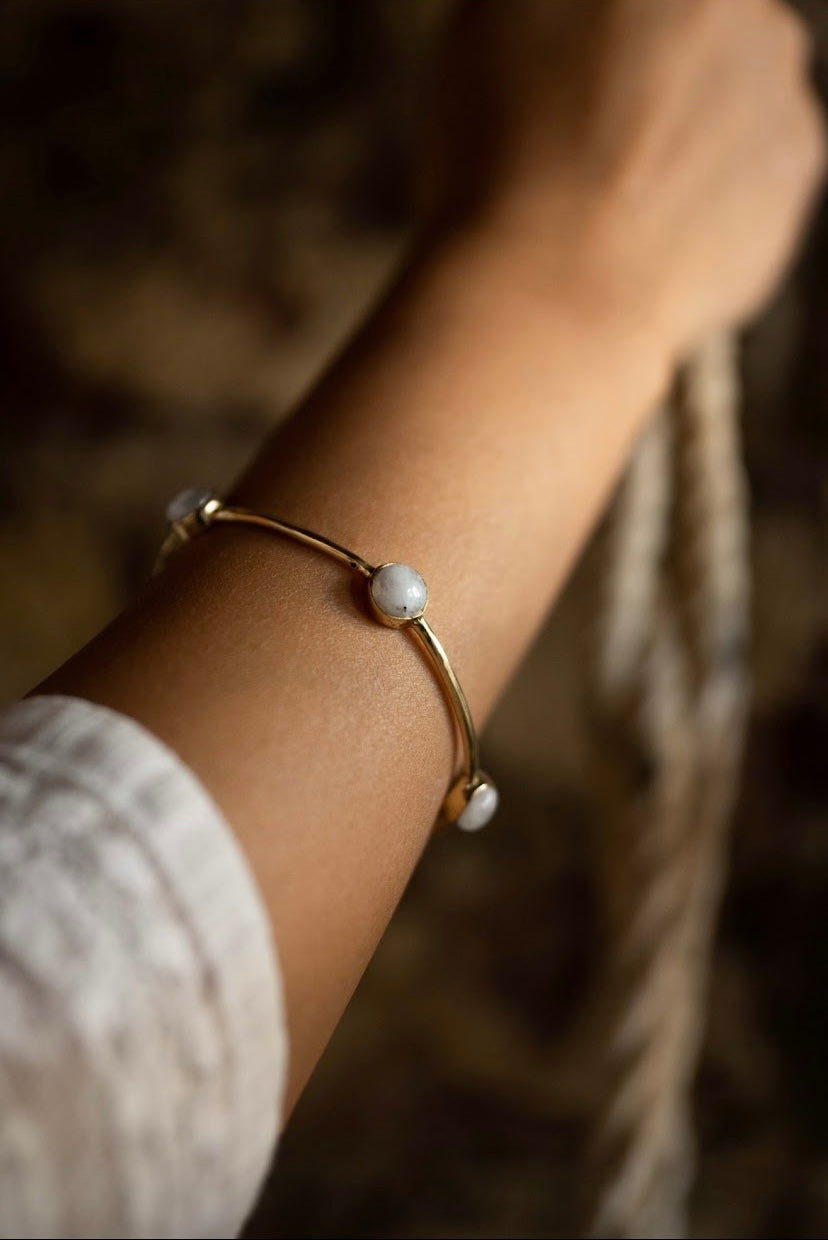 Antique moonstone ring + moonstone bangle combo of 2 items