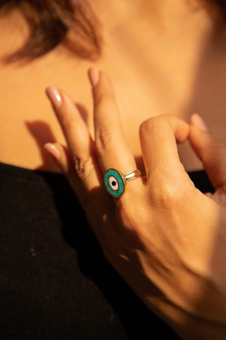 Evil Eye Adjustable Ring .