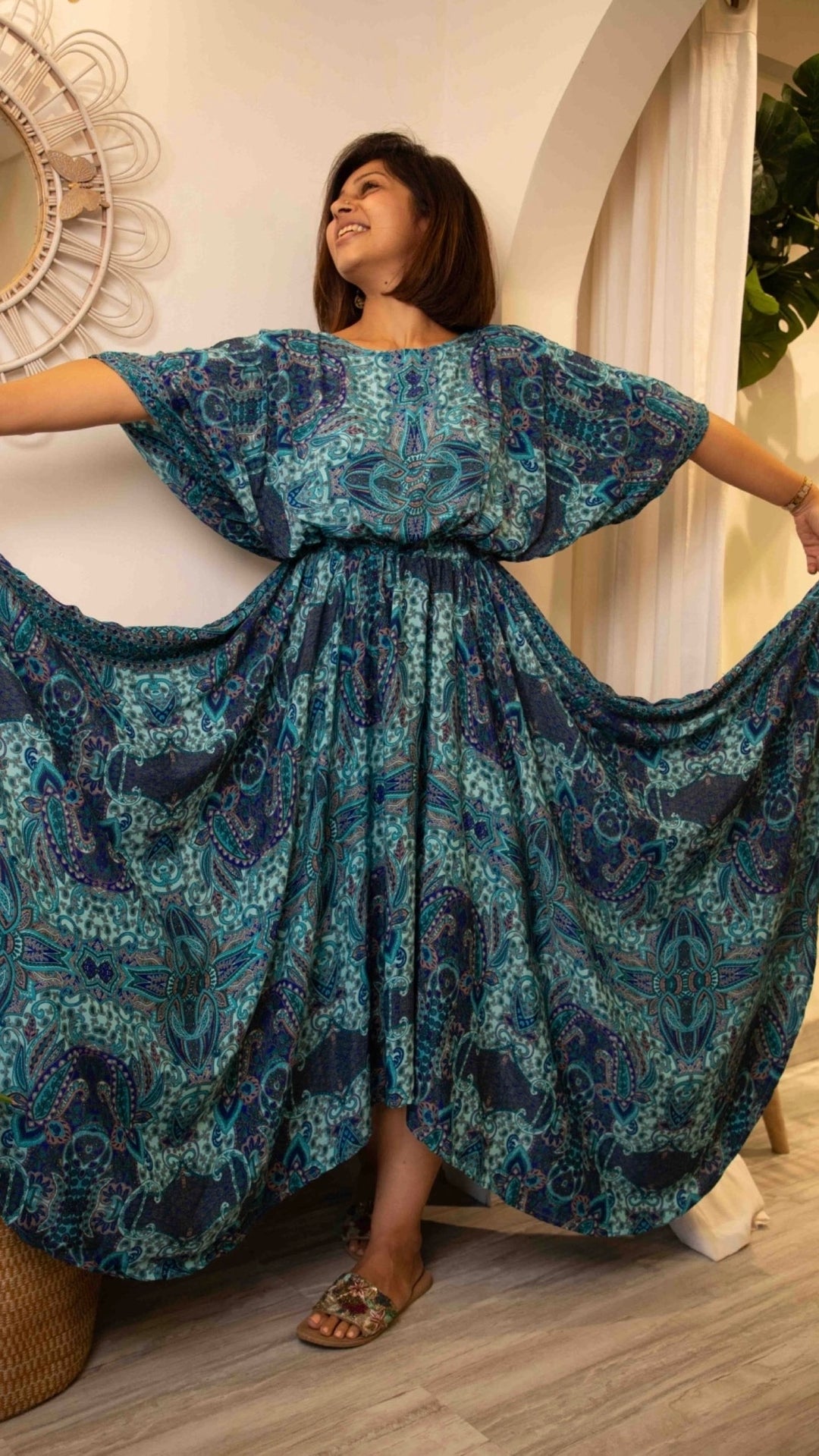 Mediterranean swirl- free size dress