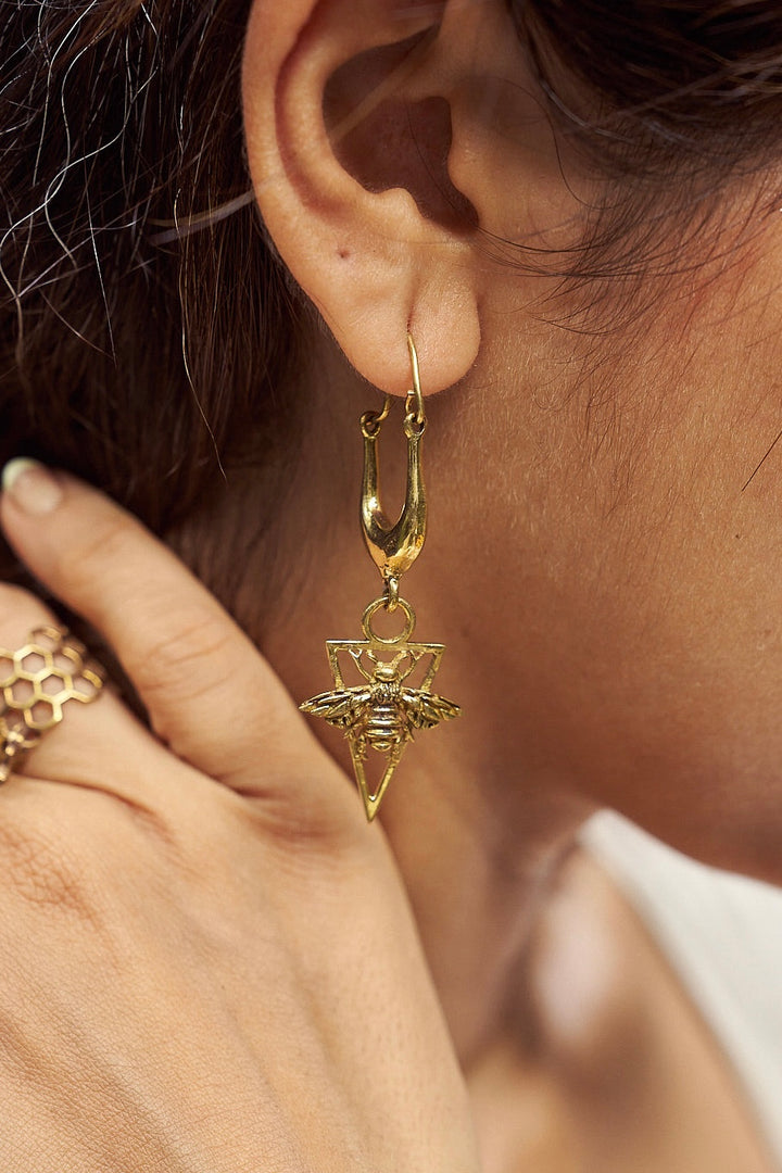 Honey bee brass danglers