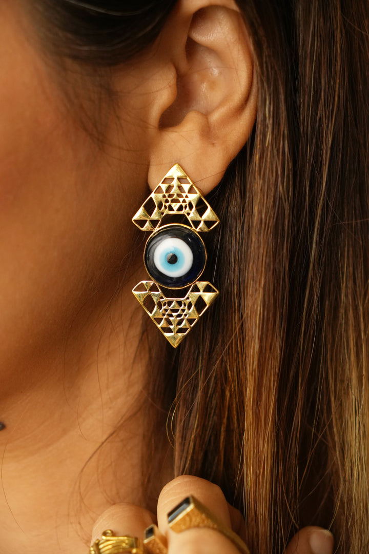 Seed of evil eye~ Stud brass earrings