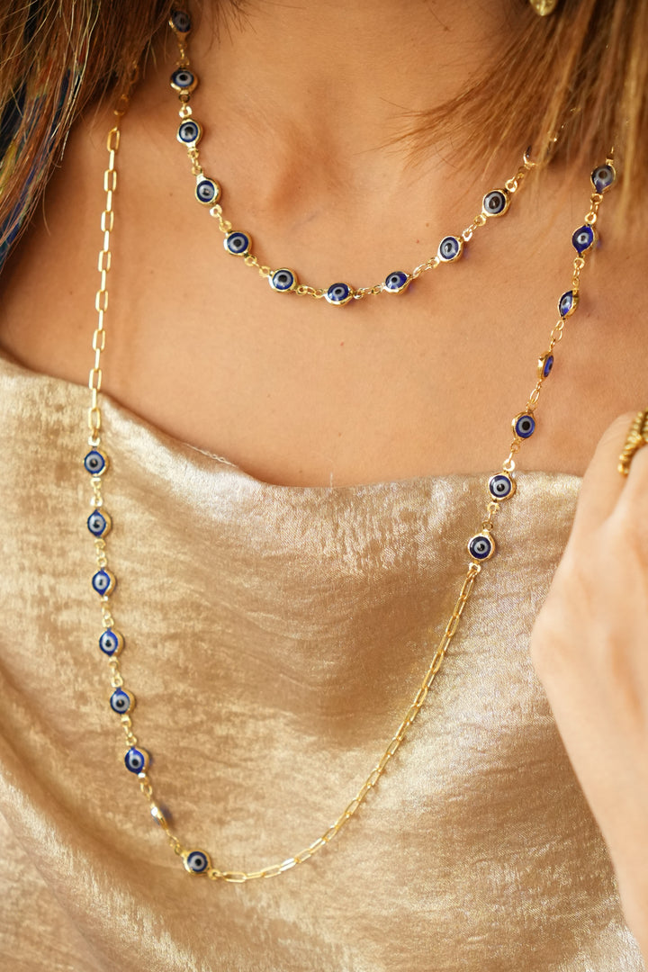 Evil eye short necklace- gold plated