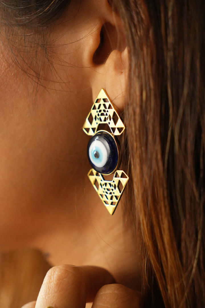 Seed of evil eye~ Stud brass earrings