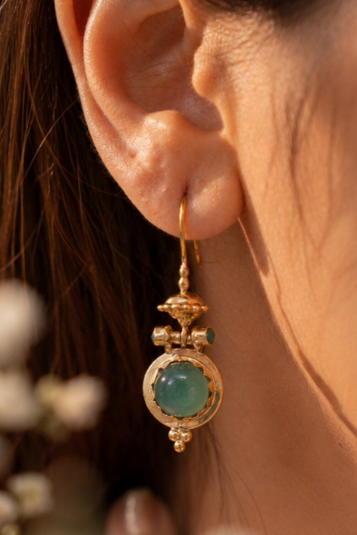 Boho Oasis Brass Baali With Green Onyx