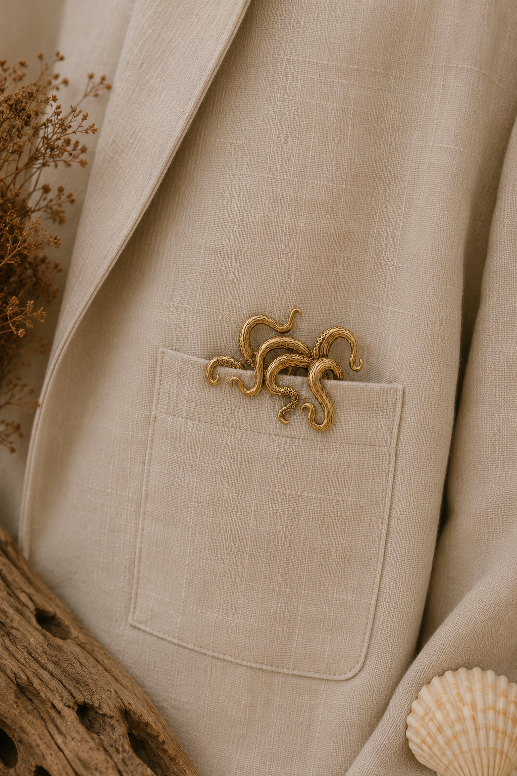 Octopus pocket slider in pure brass