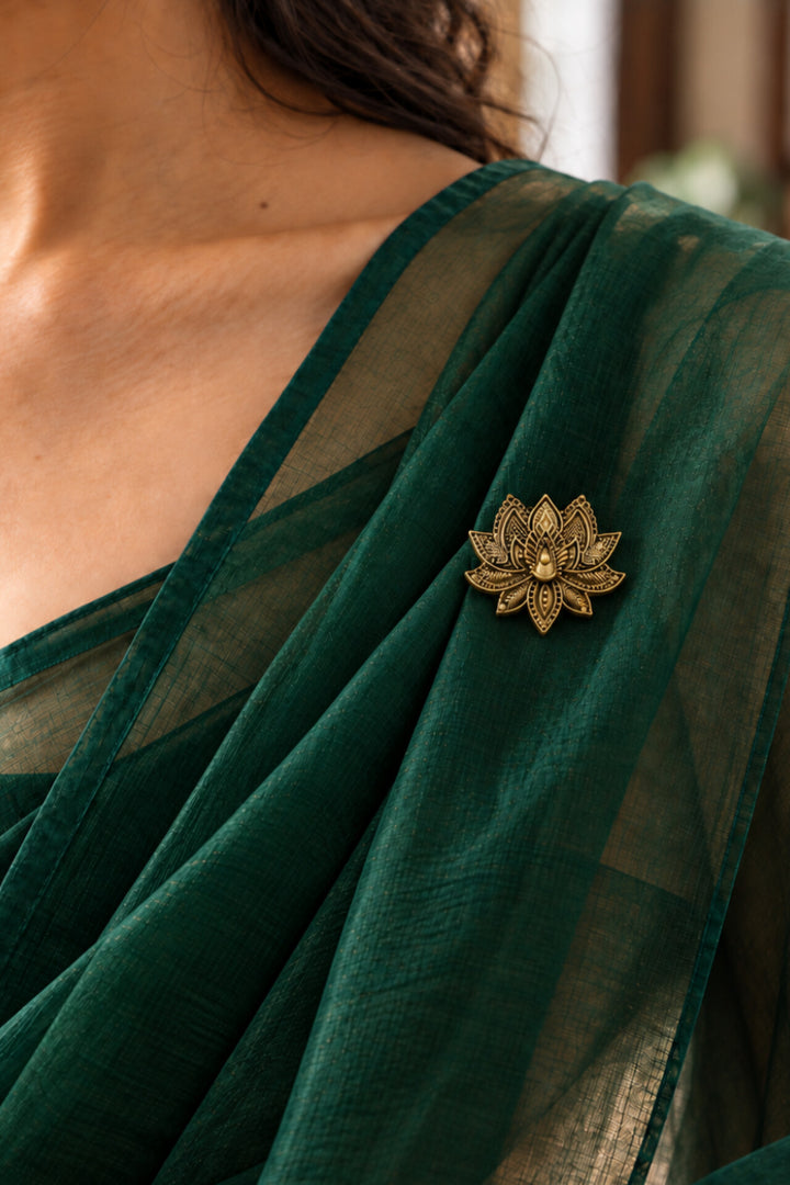 Lotus brooch lapel pin in pure brass