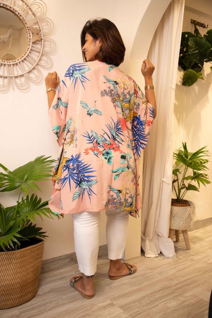 Blush pink short kimono jacket- Free size