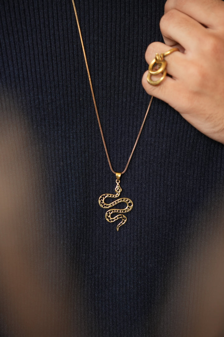 Snake imprinted with moonphase necklace- men’s jewellery