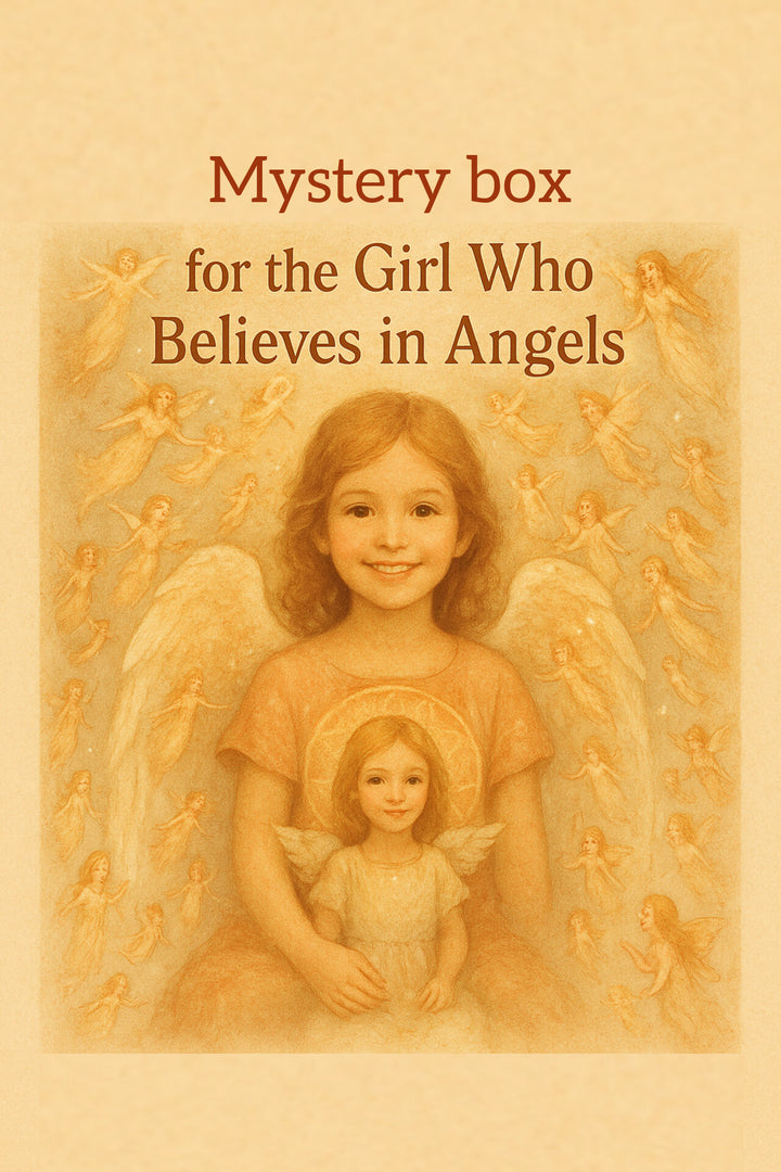 Mystery box-for the girl who believes in angels: 3 pieces of jewellery + calming perfume oil