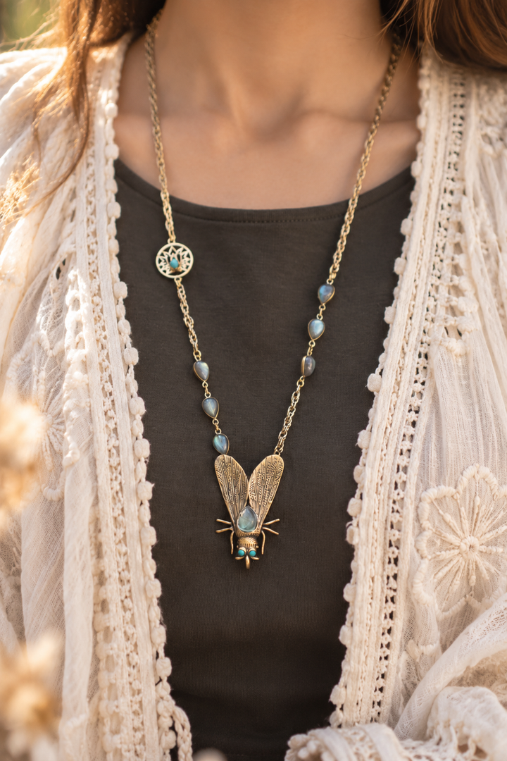 Azure Wing Talisman Necklace