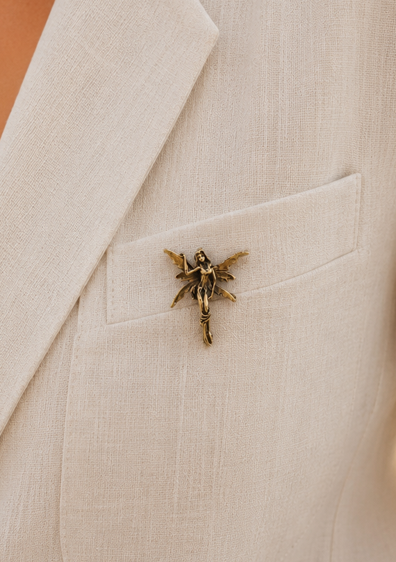 Fairy brooch lapel pin in pure brass