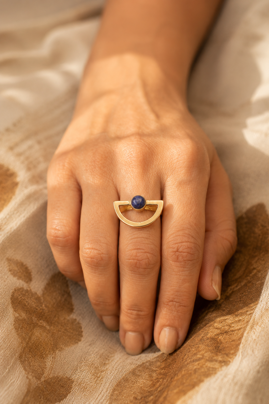 Blue Moon Lapis Brass Ring- Size 6-8  Adjustable