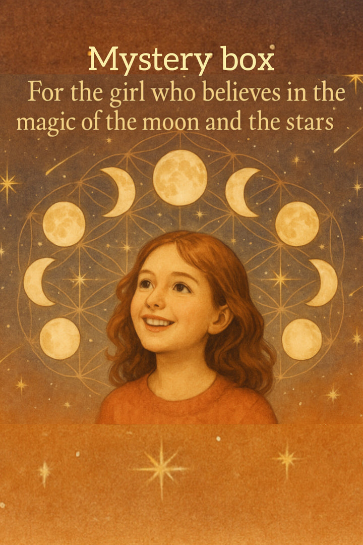 Mystery box-for the girl who believes in magic of the moon and the stars: 3 pieces of jewellery + calming perfume oil