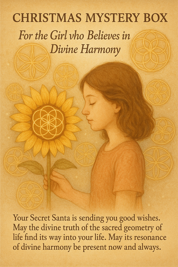 Christmas mystery box-for the girl who believes in Divine harmony: 3 pieces of jewellery + calming perfume oil + Artistic intention card