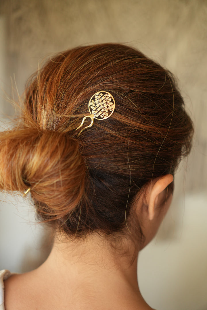 Flower of life hair pin