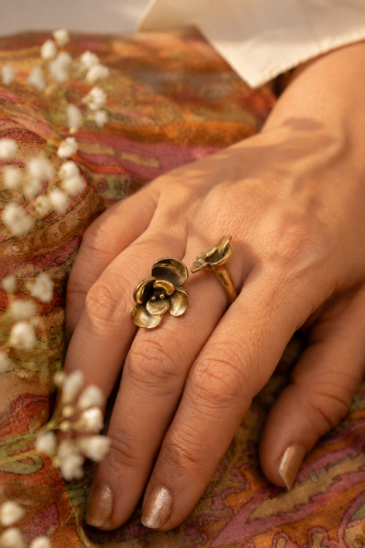 Gulaab Brass Ring. Size 5-8| Adjustable