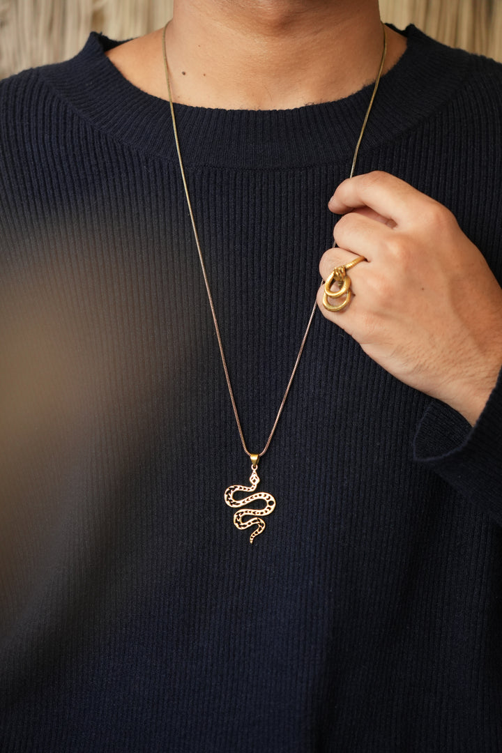 Snake imprinted with moonphase necklace- men’s jewellery