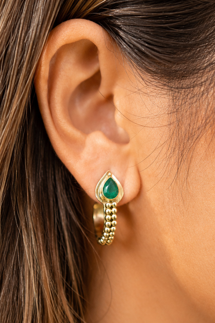 Green Aura Brass Baali With Green Onyx