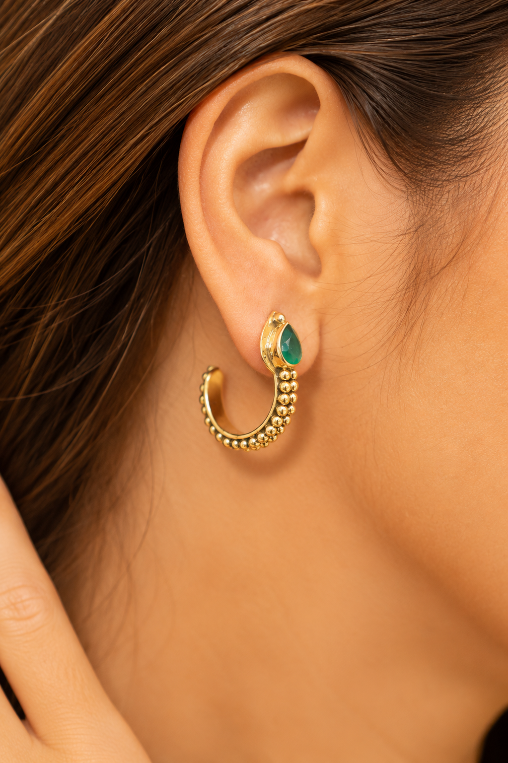 Green Aura Brass Baali With Green Onyx