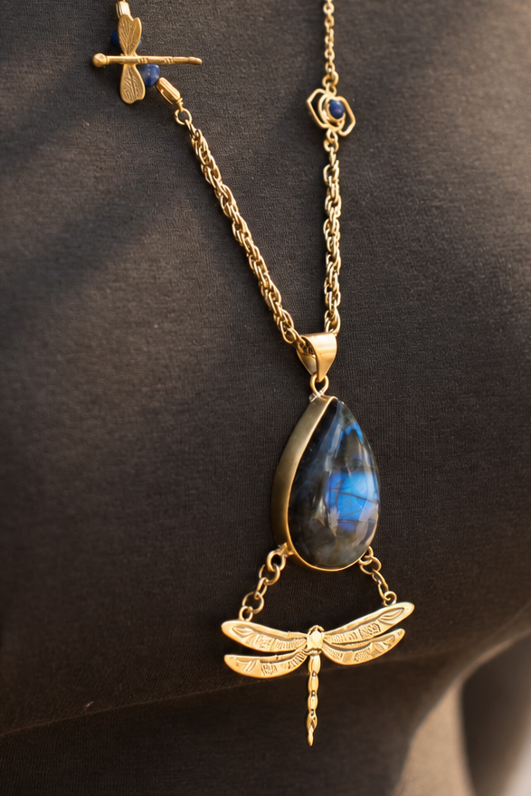 Dragonfly Labradorite Statement Necklace