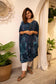 Blue marble abstract dress- free size