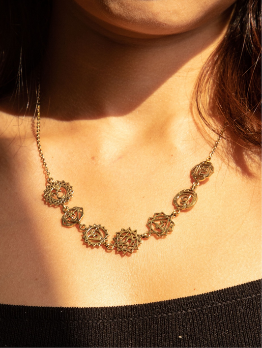 Seven Chakra Necklace + Trishul Connector Bracket Combo