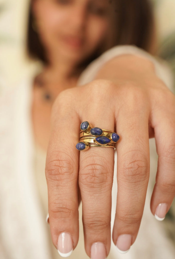 Stackable lapis non adjustable ring