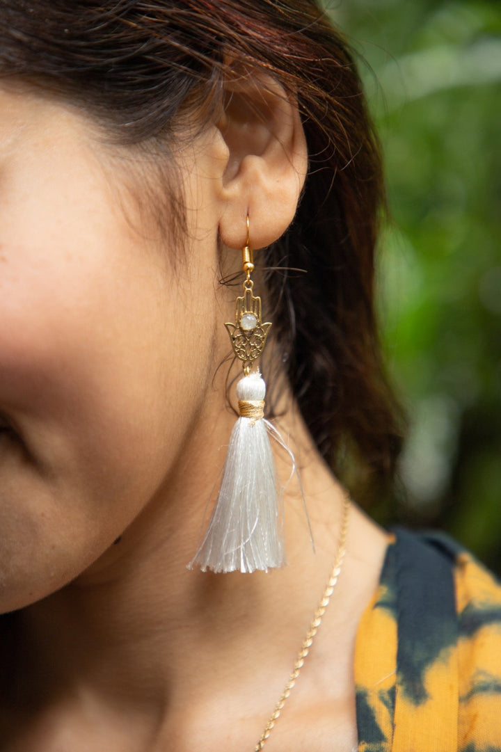 Hamsa tassel necklace + Hamsa tassel earrings combo