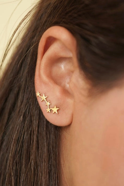Star slip on earrings- brass