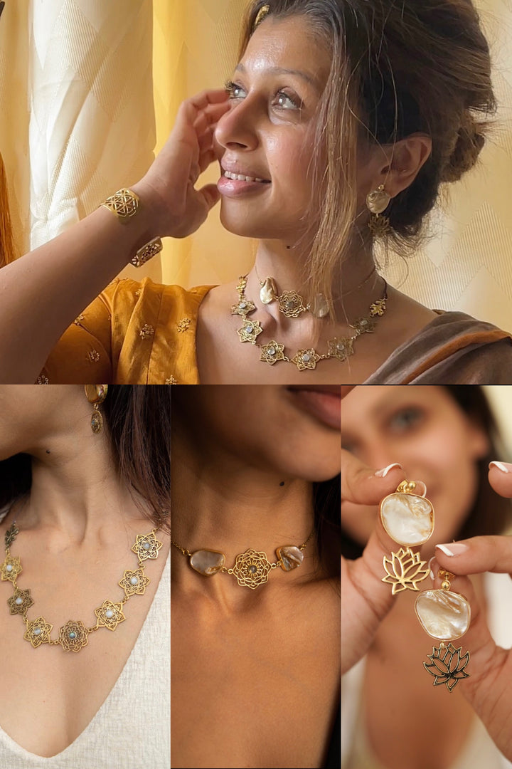 Aurora choker+ Laila necklace + Aurora stud earrings combo (3)