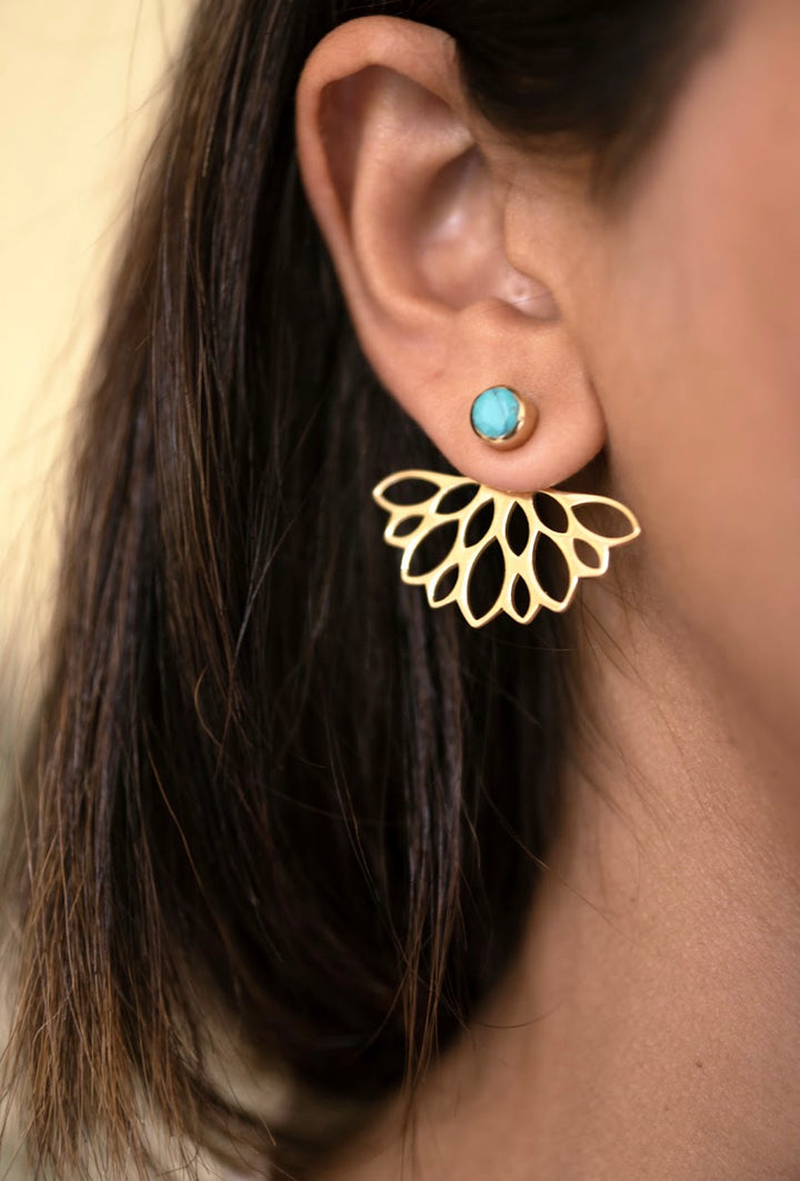 Lotus petal turquoise earrings- style 3 ways.