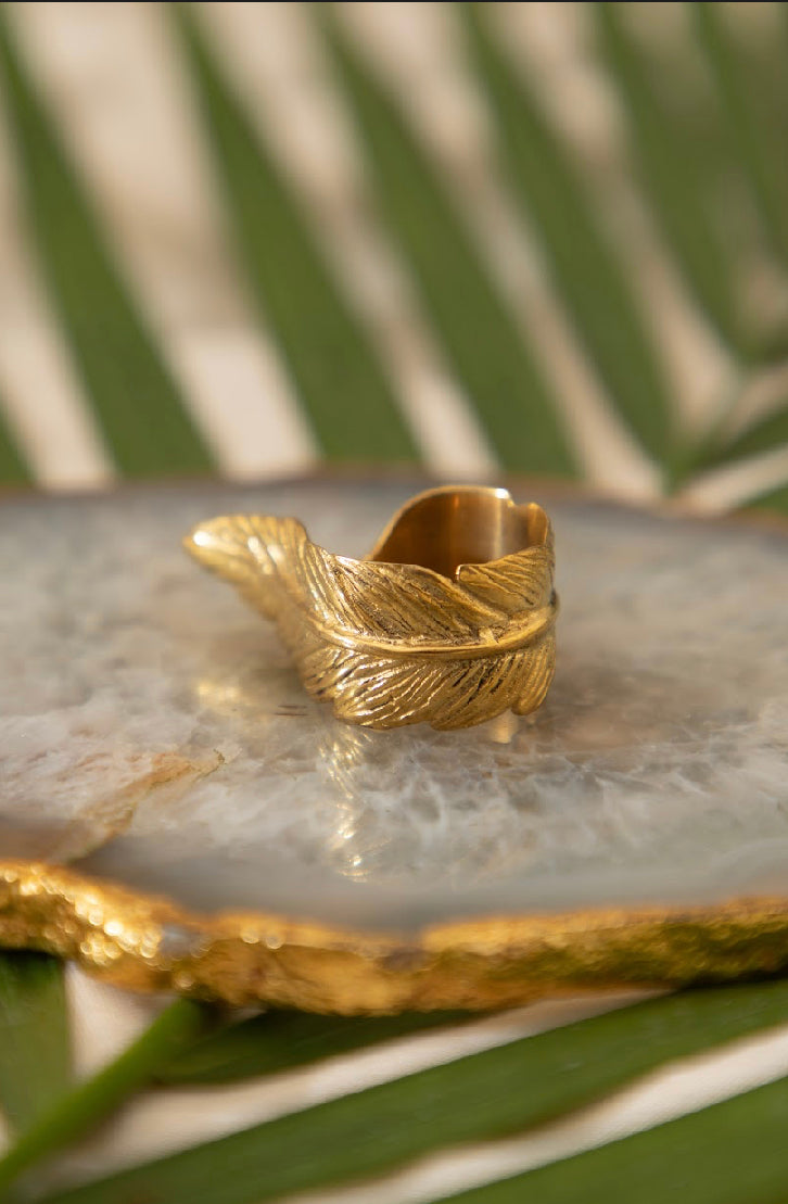 Feather wrap adjustable ring