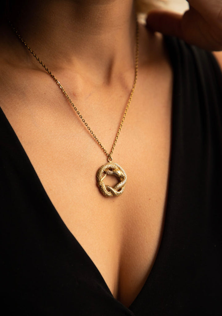 Snake coil necklace + earrings combo (2)
