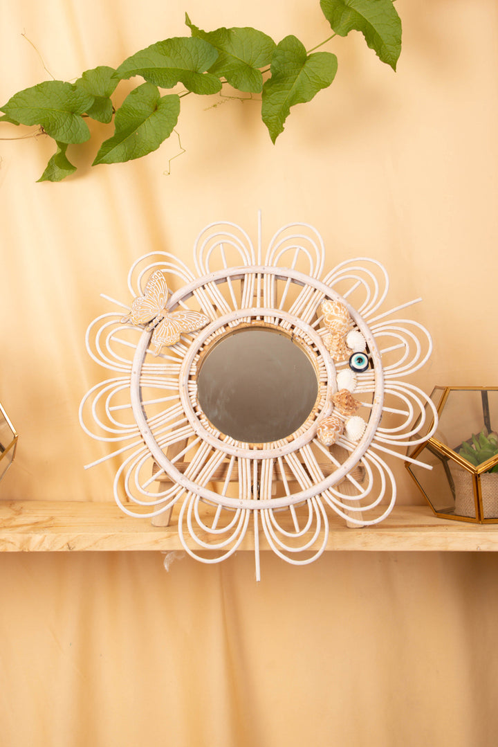Floral Rattan Mirror